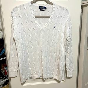 Never worn Polo Pima cotton cable knit v neck sweater